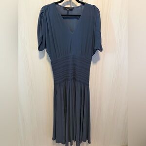 White House Black Market Slate V-Neck Smocked Waist Maxi Dress